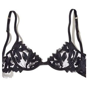 Unlined Floral Embroidered Demi Bra
